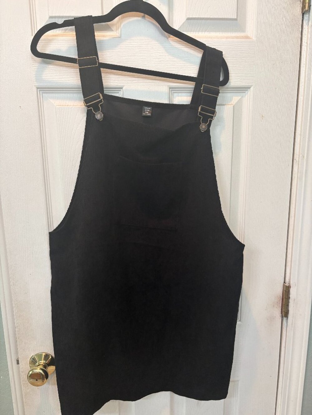 🛍️ SHEIN Curve Black Corduroy Pinafore Overall Dress 0XL